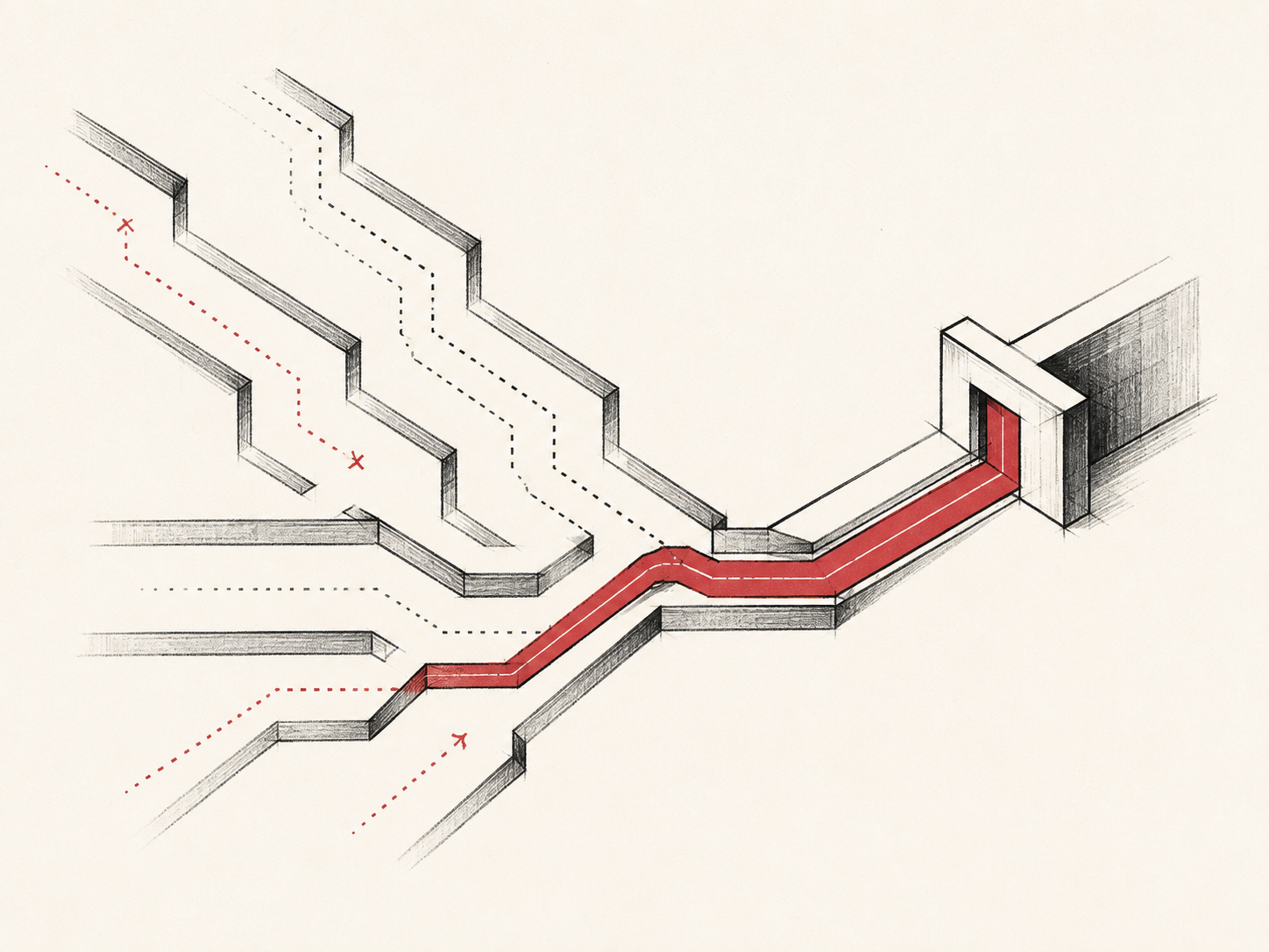 Editorial illustration representing few alternatives