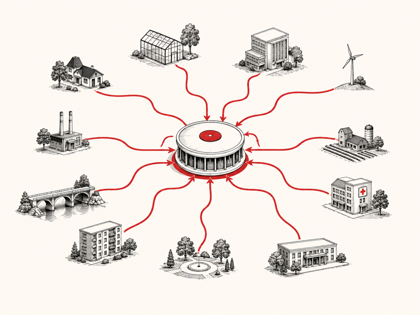 Editorial illustration representing dependency